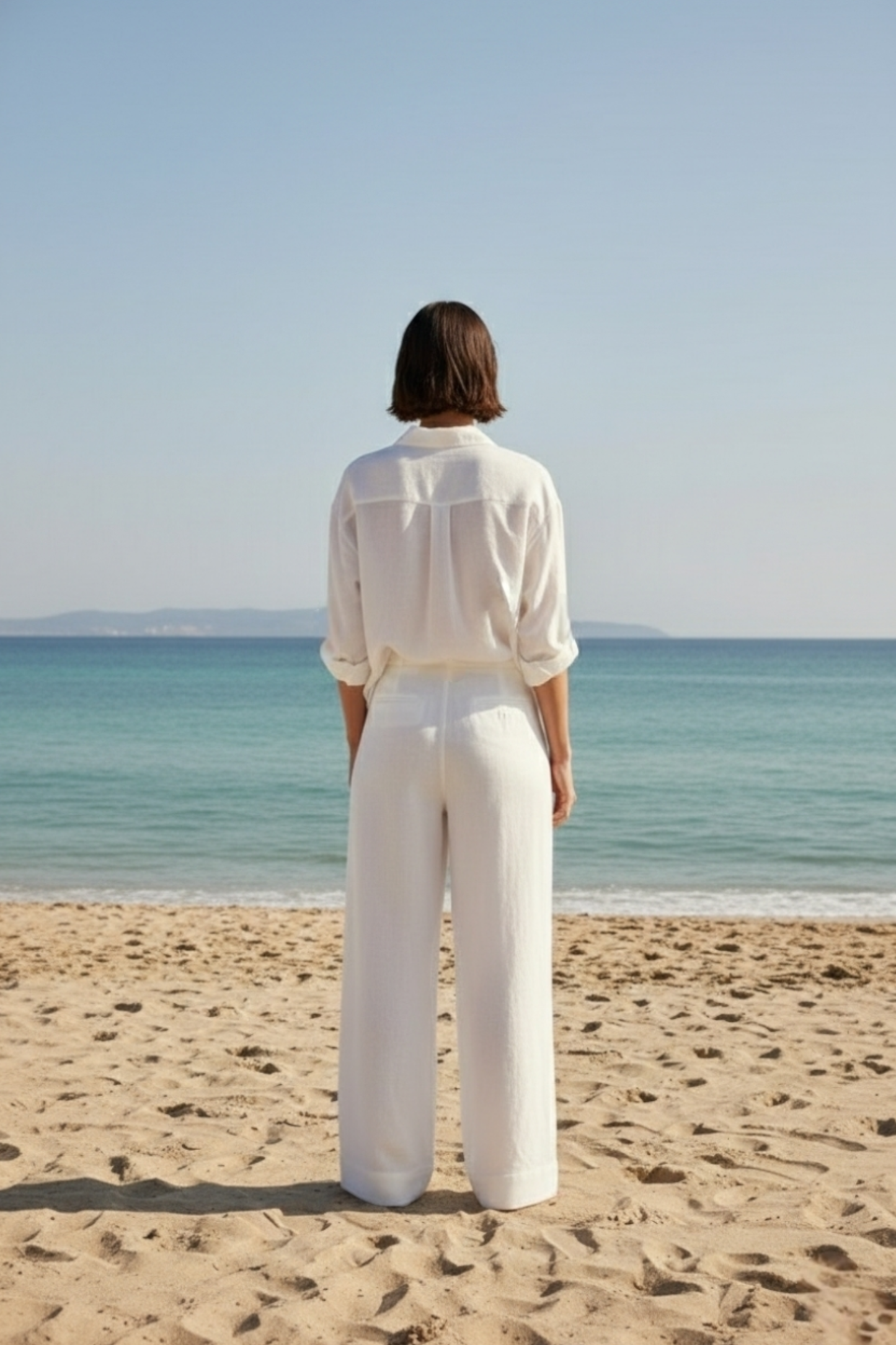Pure Linen Fixed Waistband Trousers