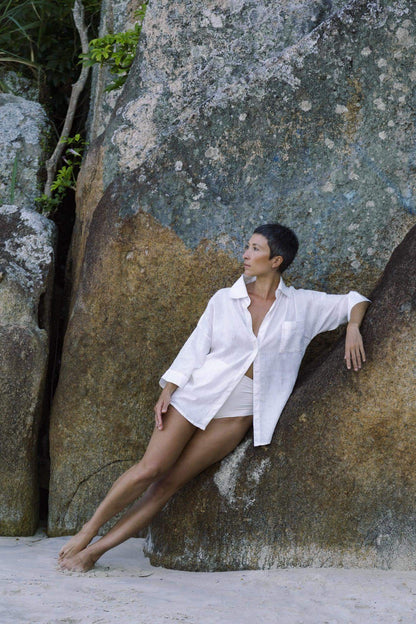 Camisa Linho Puro - OCRE. moda praia consciente