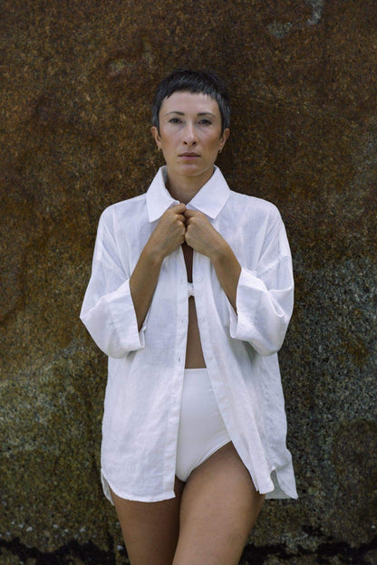 Camisa Linho Puro - OCRE. moda praia consciente